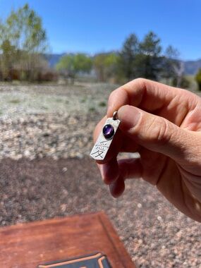 Sterling Silver Pendant with Purple Amethyst Accent oriental writing LOVE